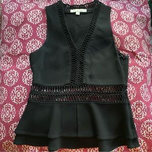 Jonathan Simkhai Black Lace Trim Blouse